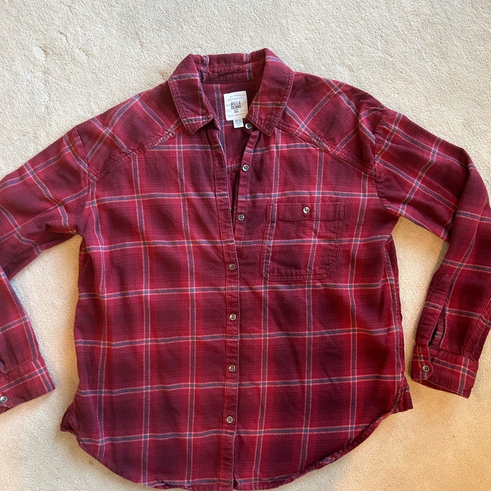 Billabong Burgundy Plaid Button-Down Shirt